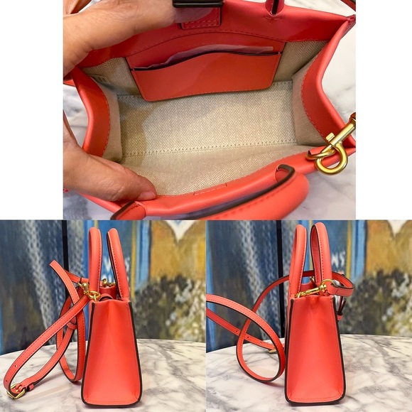 Tory Burch Ella Bio Mini Tote Coral Crush Crossbody Bag NWOT - Picture 5 of 12